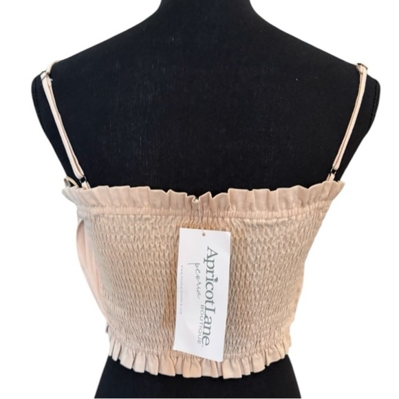 MABLE LOVE ECRU RAYON PLEATED BEIGE SUMMER BEACH TAN TUBE TOP SIZE MED NWT - Picture 7 of 14